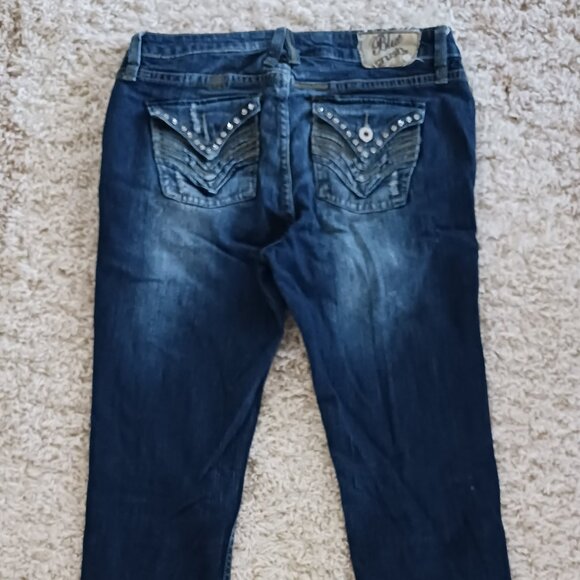 Blue Crush Skinny Blue Women's Jeans Sz 9 Embellished Pockets Boho Distressted - Picture 3 of 13